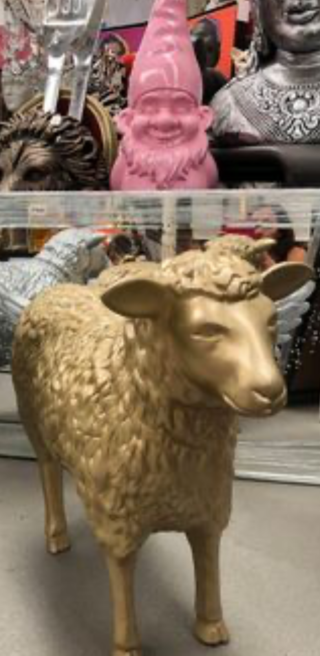 Life-Size Gold Sheep Sculpture - Indoor/Outdoor Resin Ornament | Sign of the times Stoke