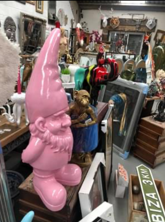 Giant Pink Standing Gnome Figure
