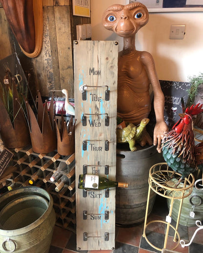 "Monday to Sunday" Wooden Wine Bottle Rack | Sign of the times Stoke