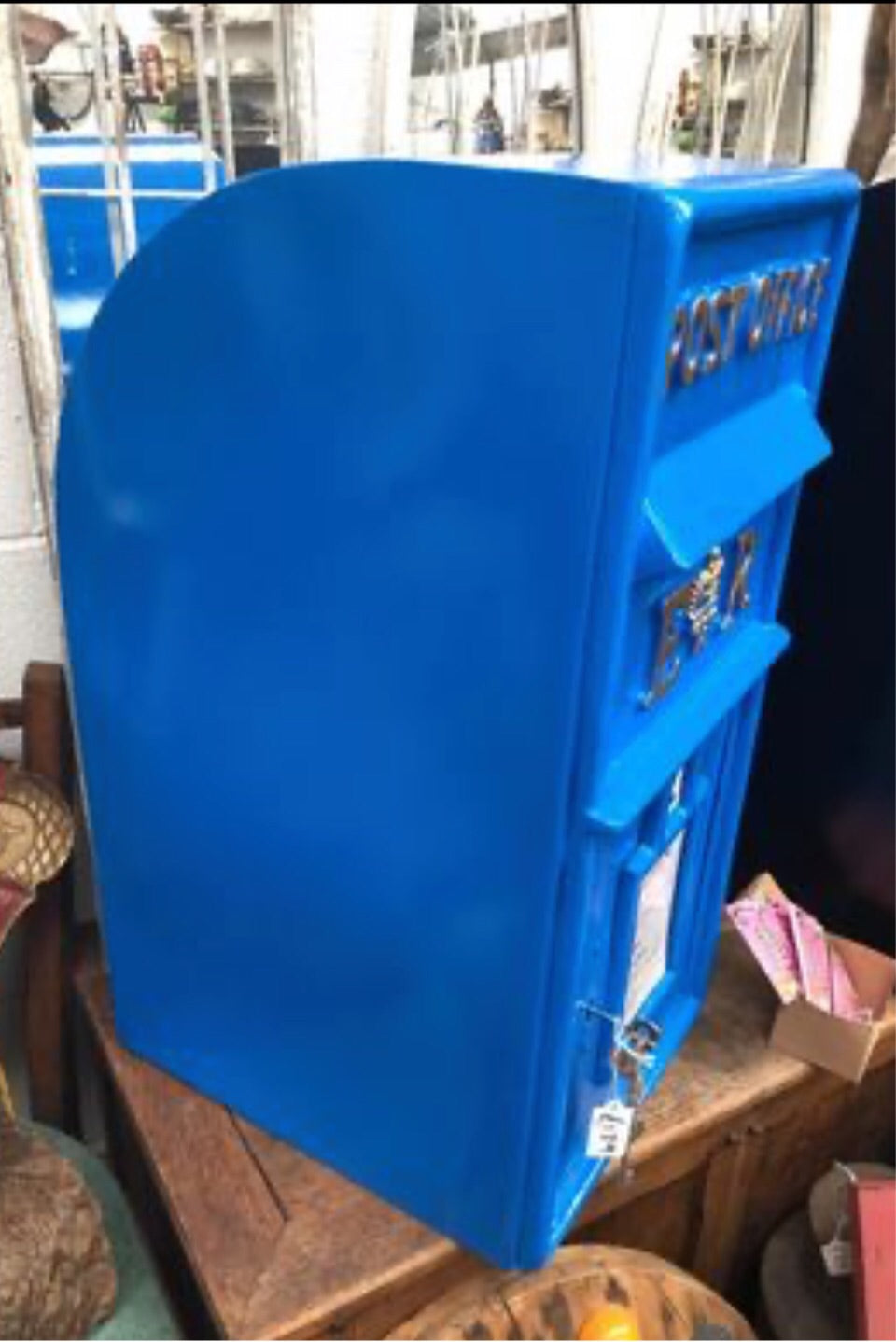 Blue Post Box ER - Cast Iron Front with Aluminium Sides and Top | Sign of the times Stoke