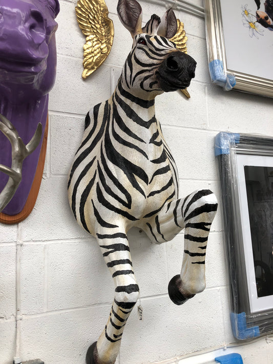 Running Zebra Wall Figure – Large Resin Zebra Sculpture | Sign of the times Stoke