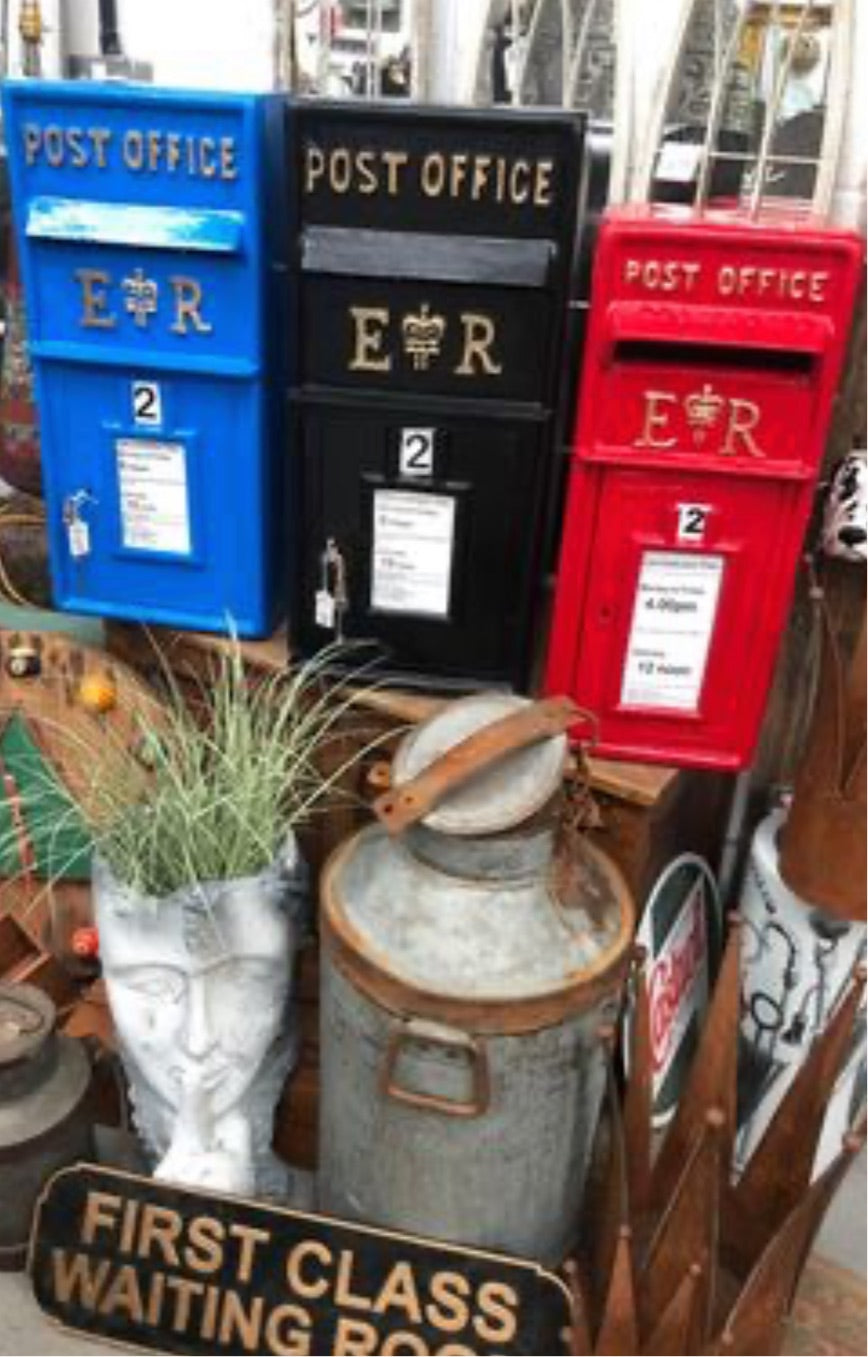 Blue Post Box ER - Cast Iron Front with Aluminium Sides and Top | Sign of the times Stoke