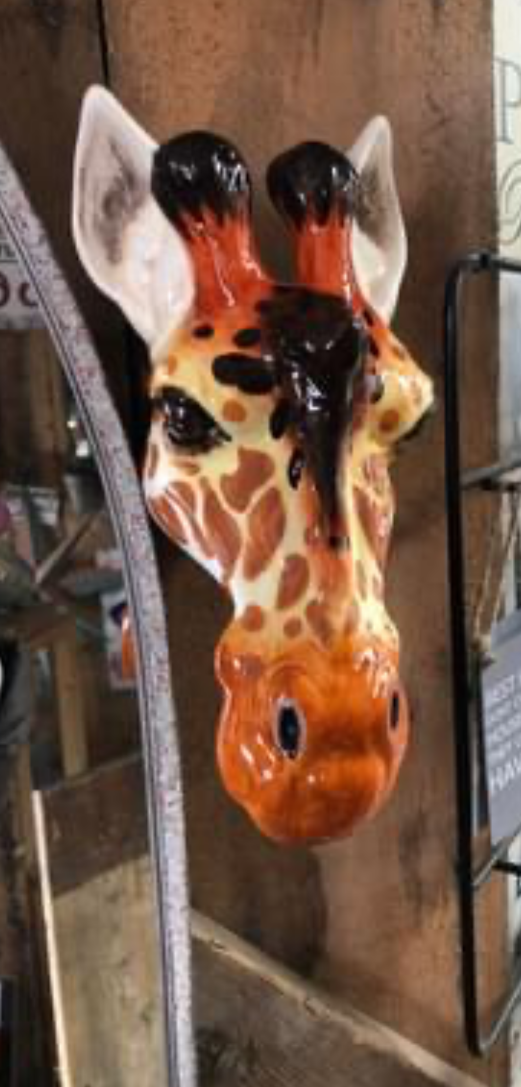 Ceramic Giraffe Head Wall Vase