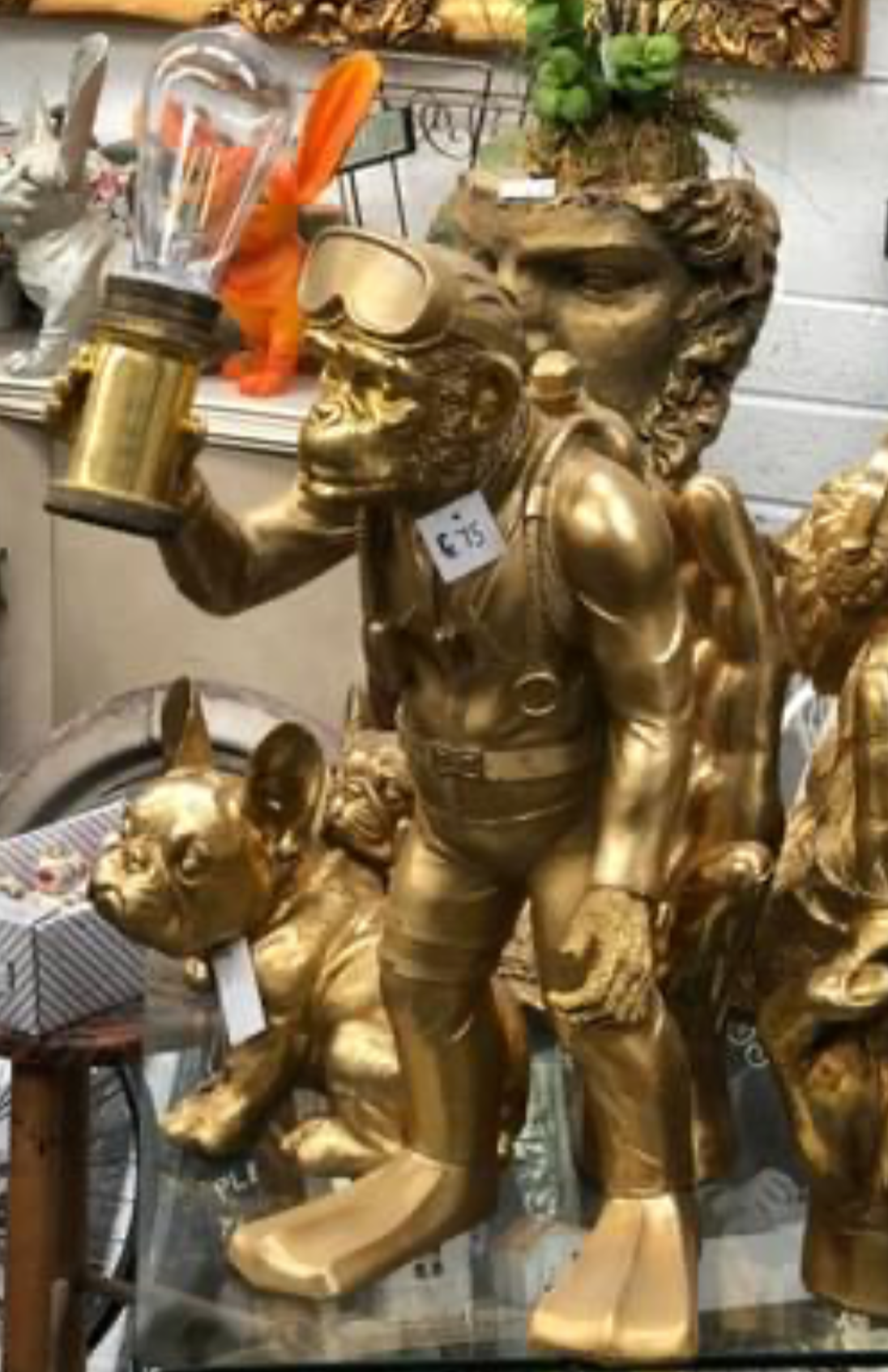 Scuba Diving Monkey Lamp - Quirky Gold Battery Operated Light | Sign of the times Stoke