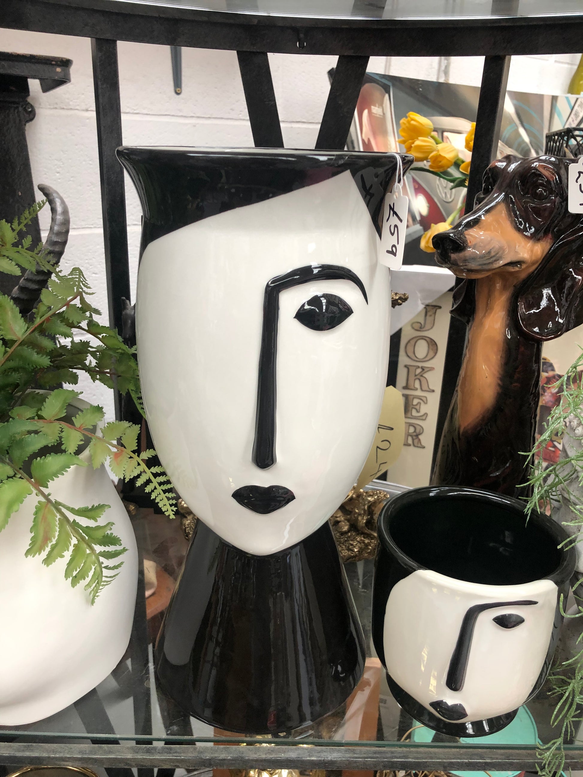 Large Unique Black and White Face Vase - Elegant Ceramic Vase | Sign of the times Stoke