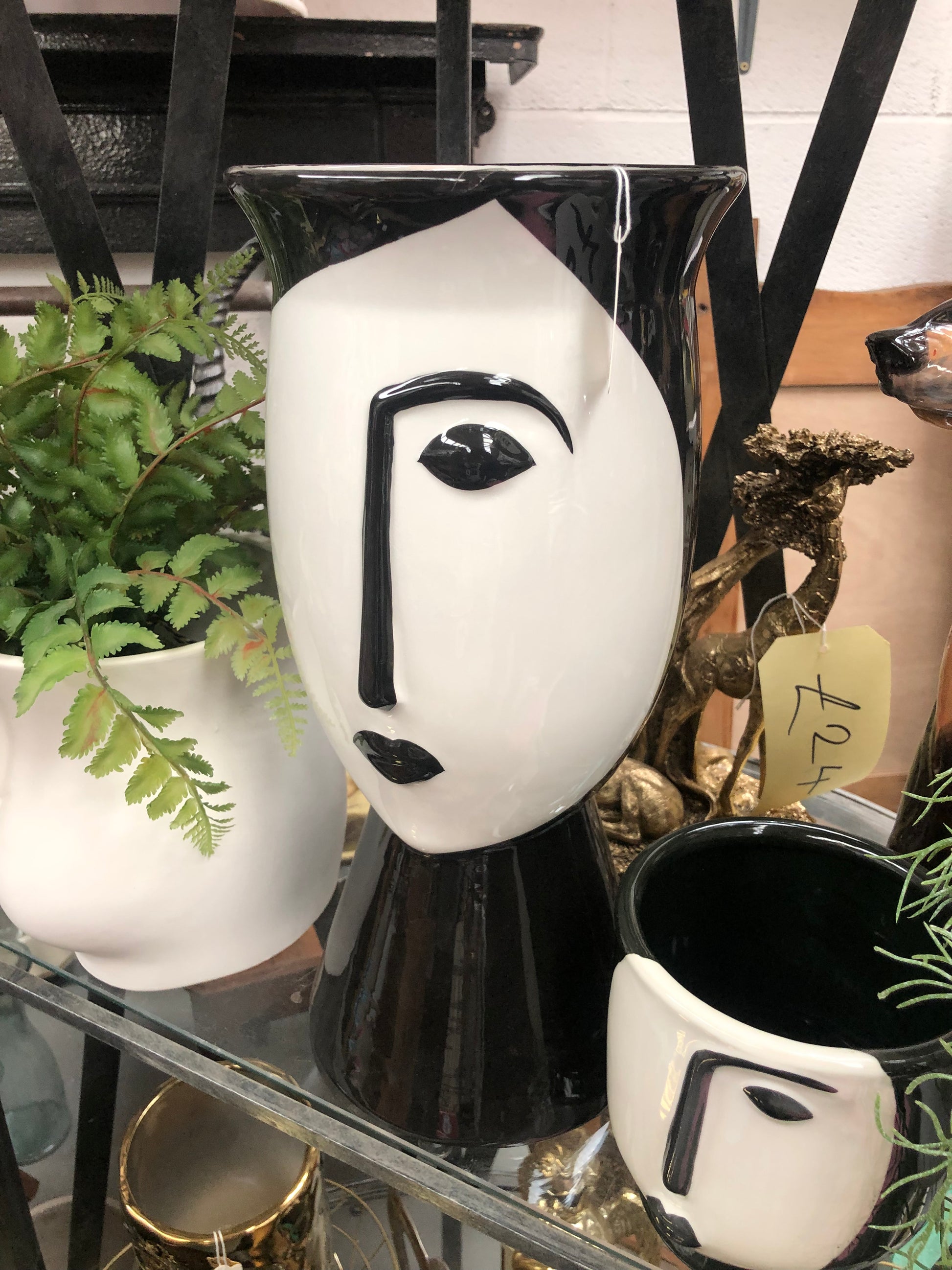 Large Unique Black and White Face Vase - Elegant Ceramic Vase | Sign of the times Stoke