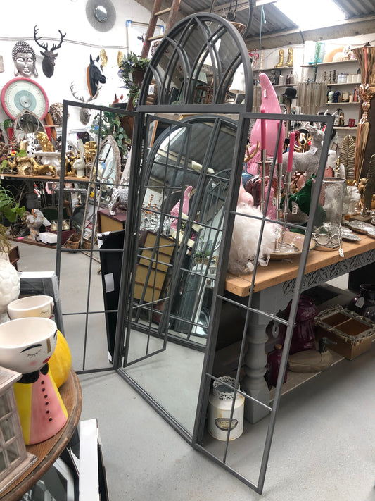 Outdoor Antiqued Lead Grey Arch Window Mirror – Versatile and Elegant | Sign of the times Stoke