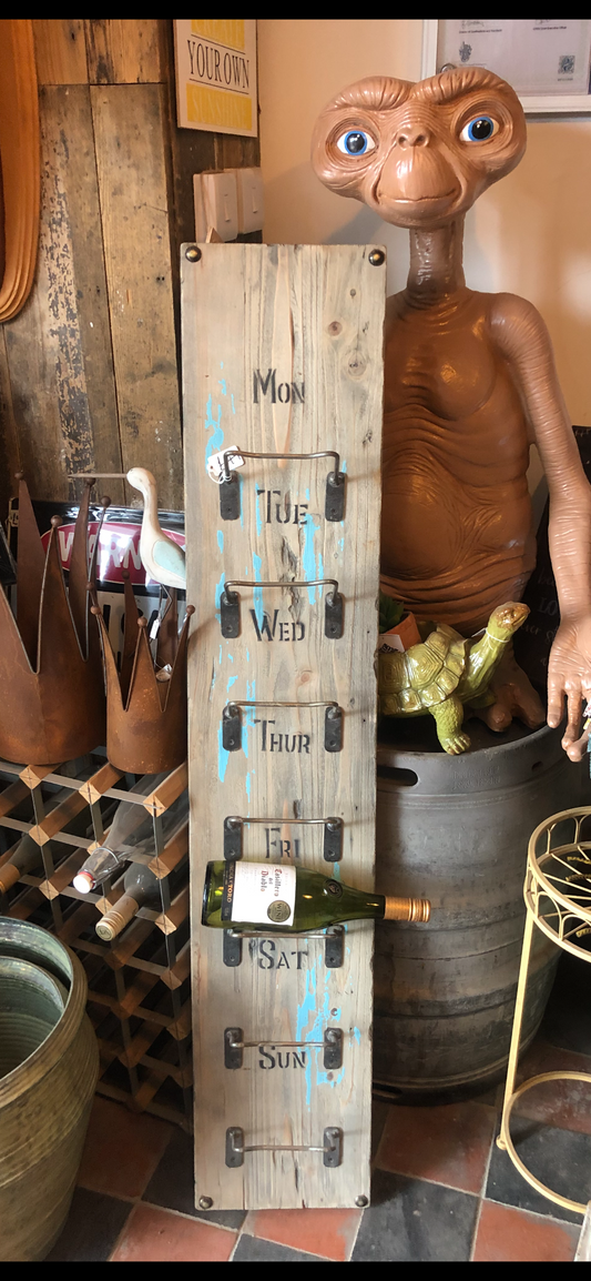 "Monday to Sunday" Wooden Wine Bottle Rack | Sign of the times Stoke