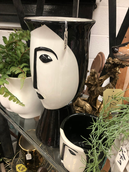 Large Unique Black and White Face Vase - Elegant Ceramic Vase | Sign of the times Stoke