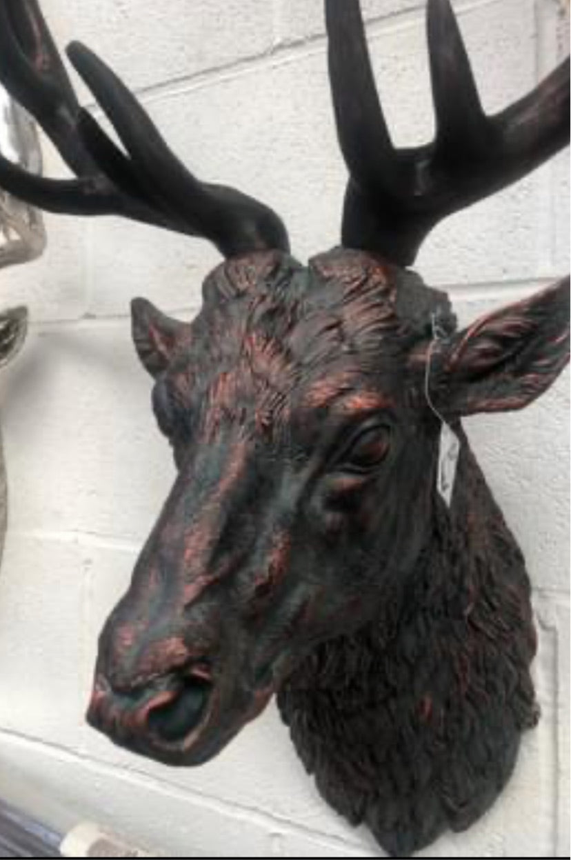 Bronze Stag Head Wall Sculpture - Elegant Resin Decor | Sign of the times Stoke