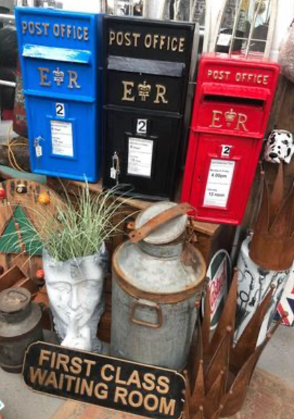 Black Post Box ER - Cast Iron Front with Aluminium Sides | Sign of the times Stoke